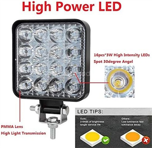 1PCS 80W CREE FLOOD LED Work Lights 12V Boat Off Road Camping Square 4inch Bar - Picture 10 of 12