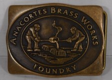 Vintage Anacortes Brass Works Foundry Brass Belt Buckle 1982