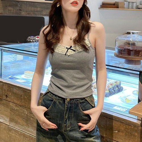 Camisole Lace Slim Solid Color Beauty Back Tank Tops Vests Strappy Tees Padded - Picture 10 of 25