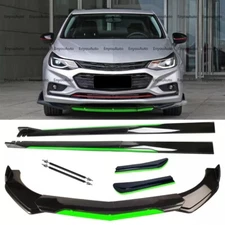 For Chevrolet Malibu Front Bumper Lip 86" Side Skirt Rear Bumper Lip Black Green
