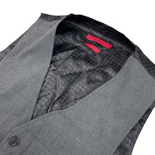 John Varvatos Men's Wool Blend 6-Button Waistcoat Vest Gray   Small