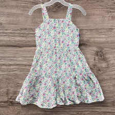 Gap Kids Girls Woven Summer Dress White Floral Print Size Large 10/12 
