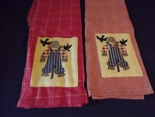 TEA TOWELS - 2 new SCARECROW kitchen 18" X 26" NWT