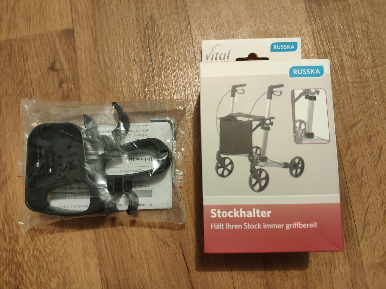Russka Stockhalter für Rollator Vital Classic Plus Carbon Gehstockhalter NEU