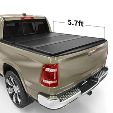 5.7FT FRP Hard Tri-fold Tonneau Cover For 2009-2025 Dodge Ram 1500 Classic & New