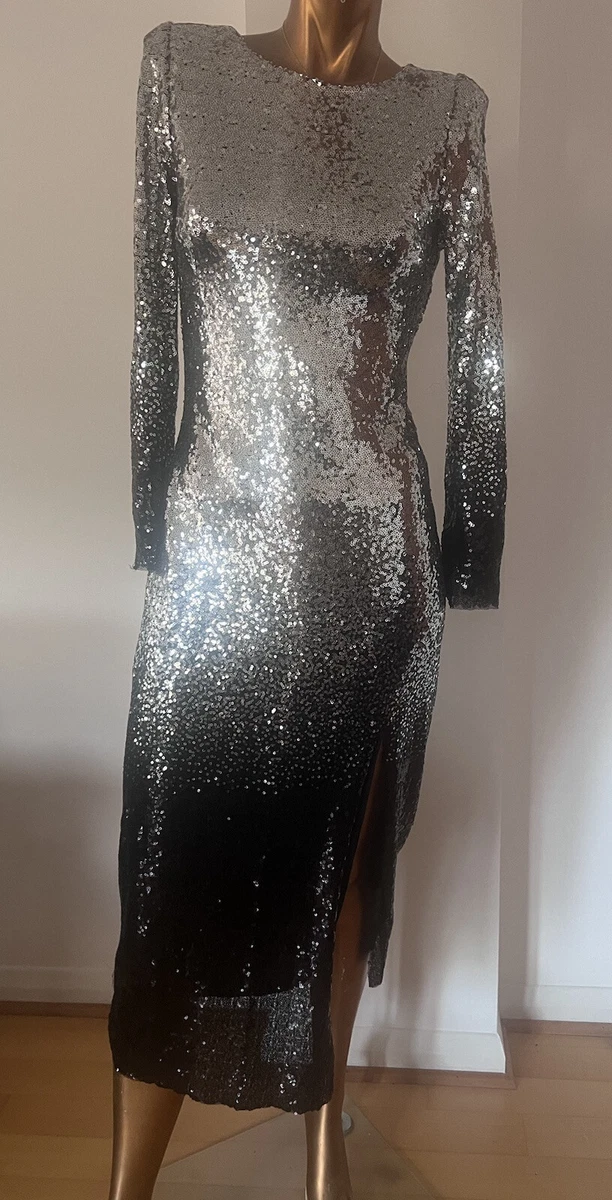 Black and best sale silver sequin dress