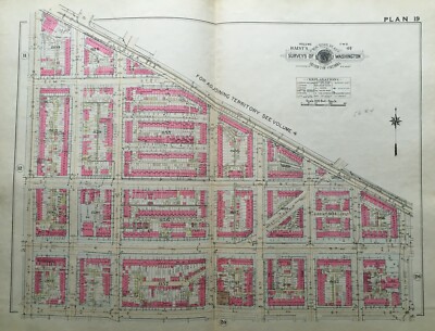 1946 WASHINGTON D.C. 4TH TO 11TH ST & FLORIDA AVE TO I ST HAYES SCHOOL ATLAS MAP