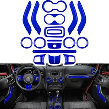 18PCS Full Set Interior Decoration Trim Kit for Jeep Wrangler JK 2011-2017 Blue