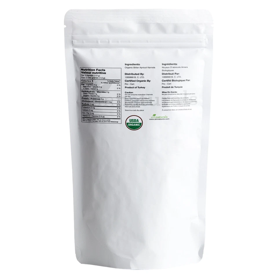 Núcleos de albaricoque amargo orgánicos crudos (2 lb) a granel certificados orgánicos por el USDA Foto 2 de 3