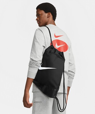 Nike Brasilia 9,5 (18L) Kordelzug Rucksack Tasche Training Gym Sack Pack SCHWARZ