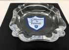 Vintage Glassware by Federal Ashtray Blue White Shield Clear Glass Retro