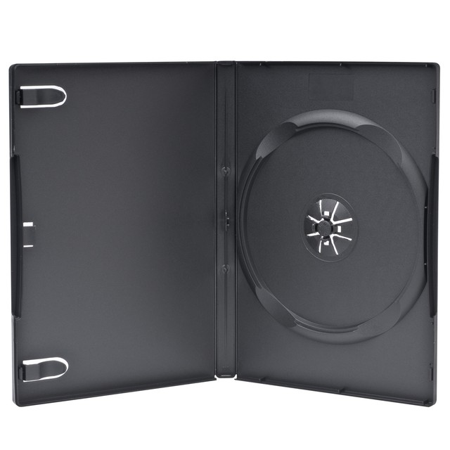 10 Premium Standard 14mm Black Single DVD Cases with Clear Overlay