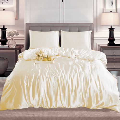 Luxury Satin Silk 6PCS Bedding Set - Duvet Cover, Fitted Sheet & 4 Pillowcases - Picture 52 of 158