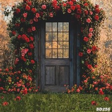 10'x10'Flowers Backyard Door Scenic Microfiber Fabric background backdrop SD256