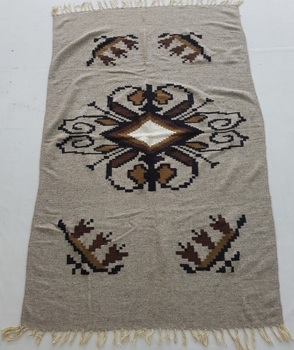 Vintage Handmade Traditional Peruvian Pictorial Floor Rug Carpet 188x119 cm