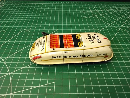 Marx Tin Learn To Drive State Driving School Windup Car (missing Roof) (Works) - Picture 3 of 5