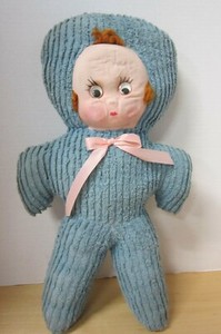 Vintage 19 Masque Visage Bleu Chenille Bebe Bouton Yeux Ebay