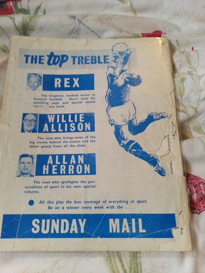 Footballer Of The Year 1963 Ian McMillan Signed Programme Sunday Mail