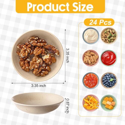 24 Pack 4 oz Soy Sauce Dish Small Dipping Bowls Unbreakable Mini Plastic Bowls B - Picture 10 of 15