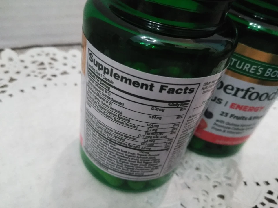 НОВЫЕ Nature's Bounty's Superfoods Plus Energy 30 капсул EA — 23 фрукта и овощи (2 упаковки) - Изображение 2 из 4