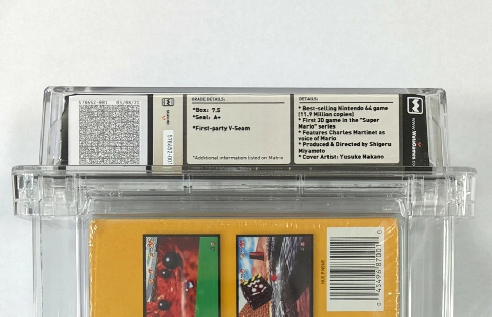 1996 SUPER MARIO 64 NINTENDO N64 NEW FACTORY SEALED WATA 7.5 A+ SEAL - Image 4 of 4