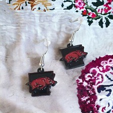 Arkansas Razorbacks State Design Dangle Earrings Nickel Free