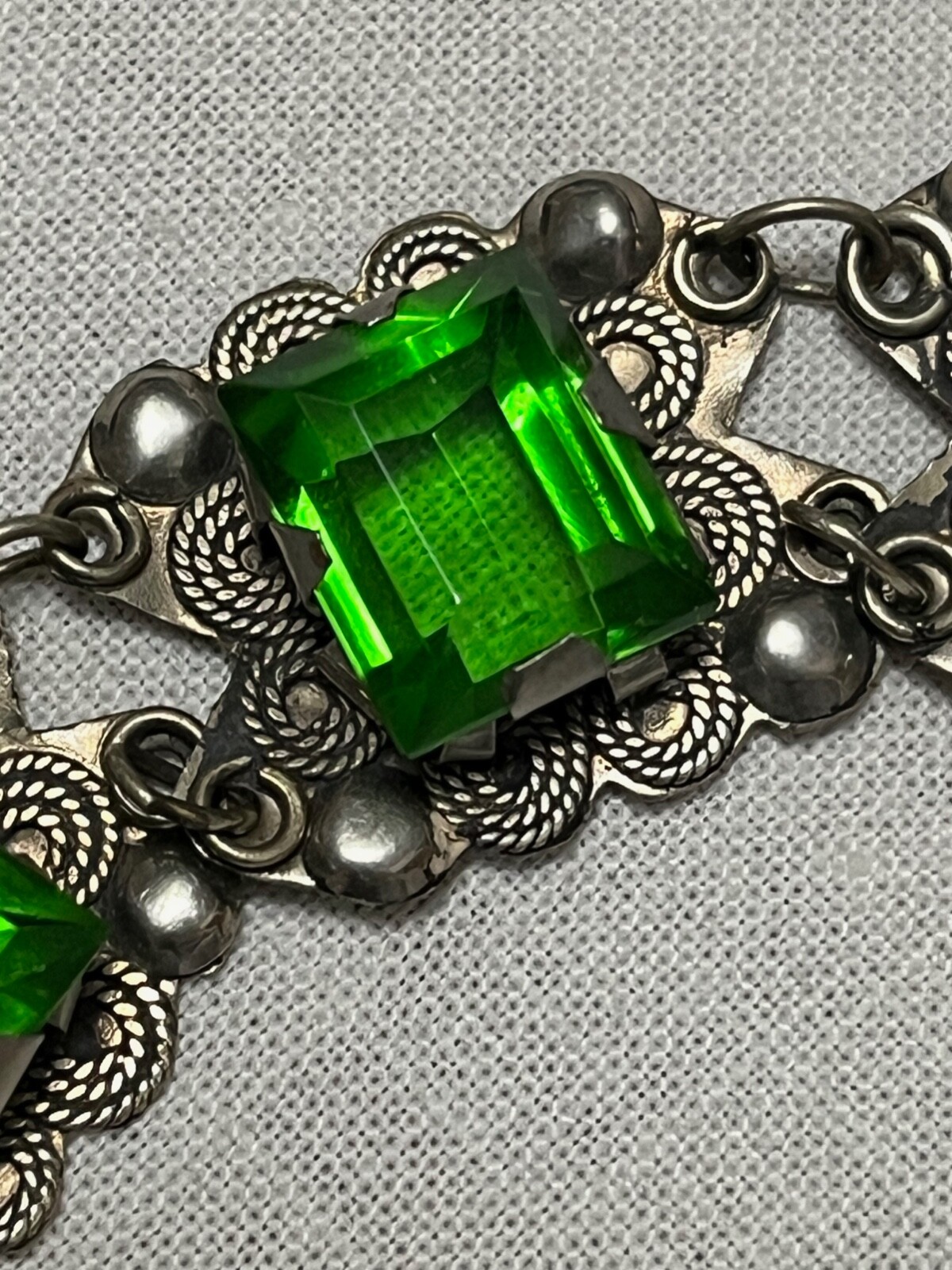 Vintage spring green rectangular glass organic si… - image 13