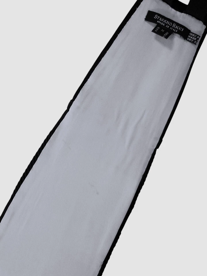 Stefano Ricci Men's Black Diagonal Pleated Silk Cummerbund Sash Size M - Image 2 of 3
