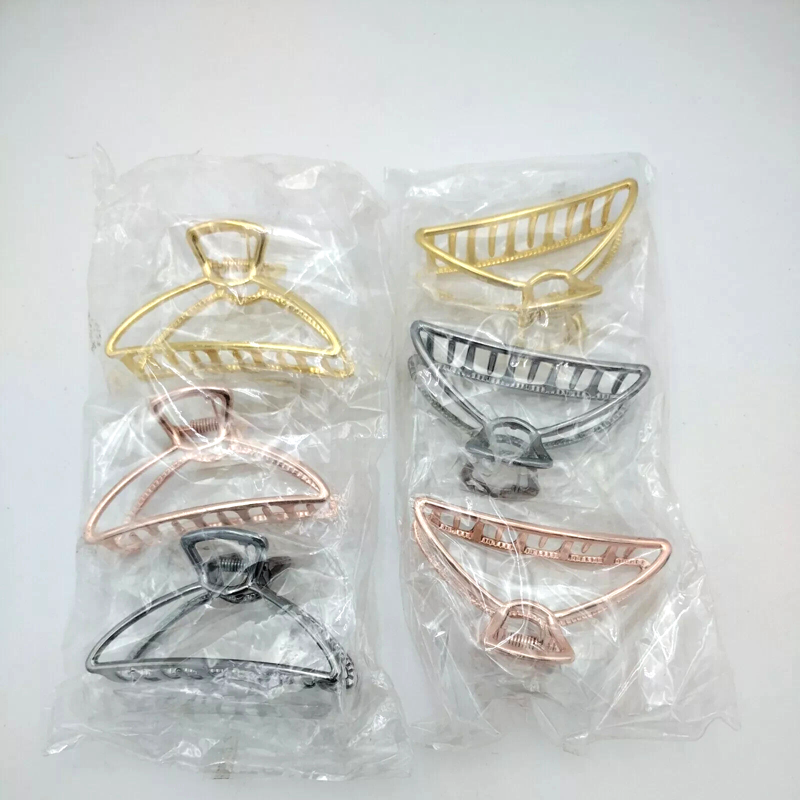 6 x Large Metal Claw Clips Hollow Non-slip Hair Catch Barrette Jaw