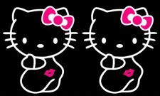 Hello Kitty Cat Pink Kiss 2 White Vinyl Decal Car Truck Windows laptop notebook