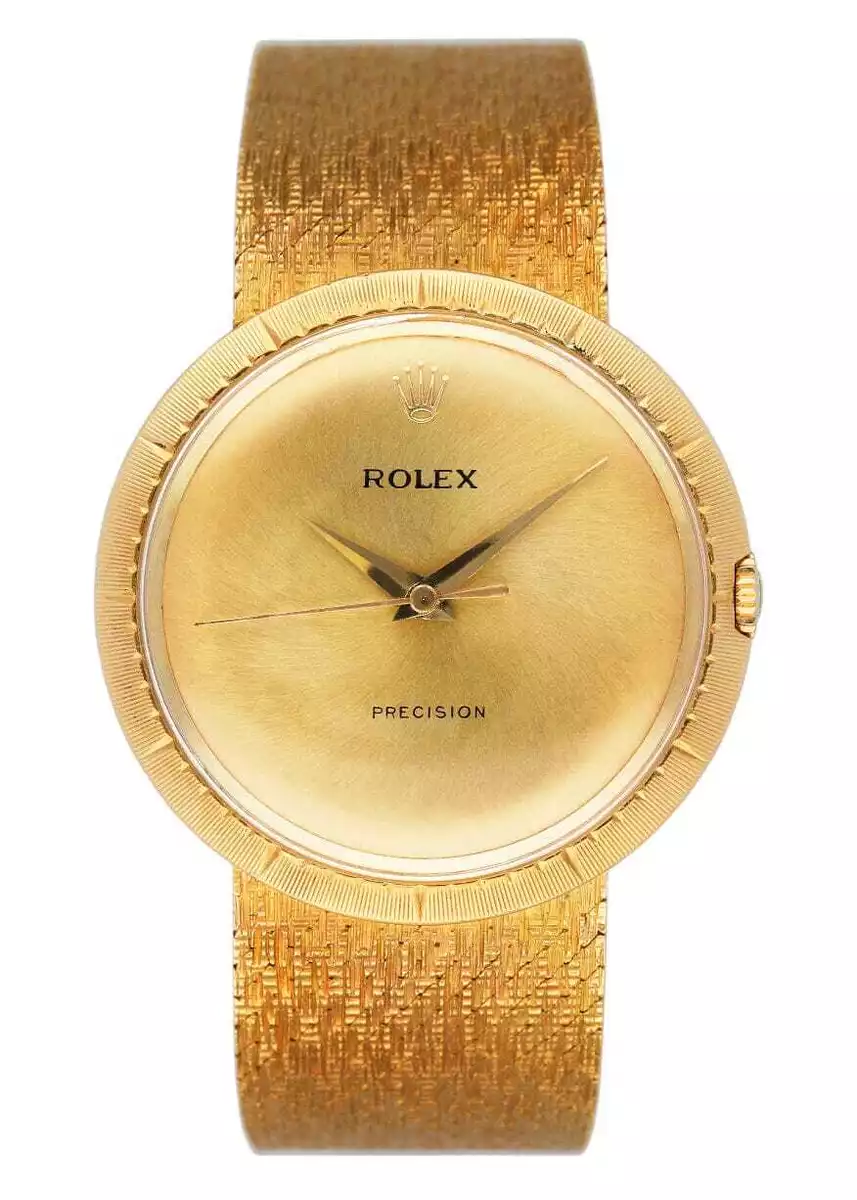 Rolex Precision 9919 Champagne Dial 18K Yellow Gold Vintage Watch