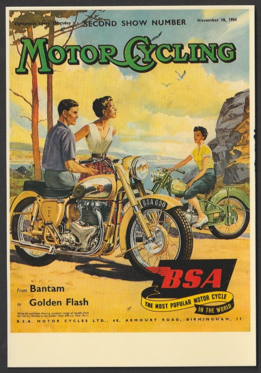 Mayfair Cards of London - BSA GOLDEN FLASH & BANTAM 1954 Postcard - Issued 1994