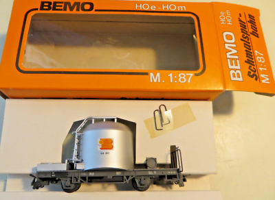 Wagon BEMO H0e/H0m Cc Carro Con Tubo RhB – Échelle 0m – Modélisme Ferroviaire