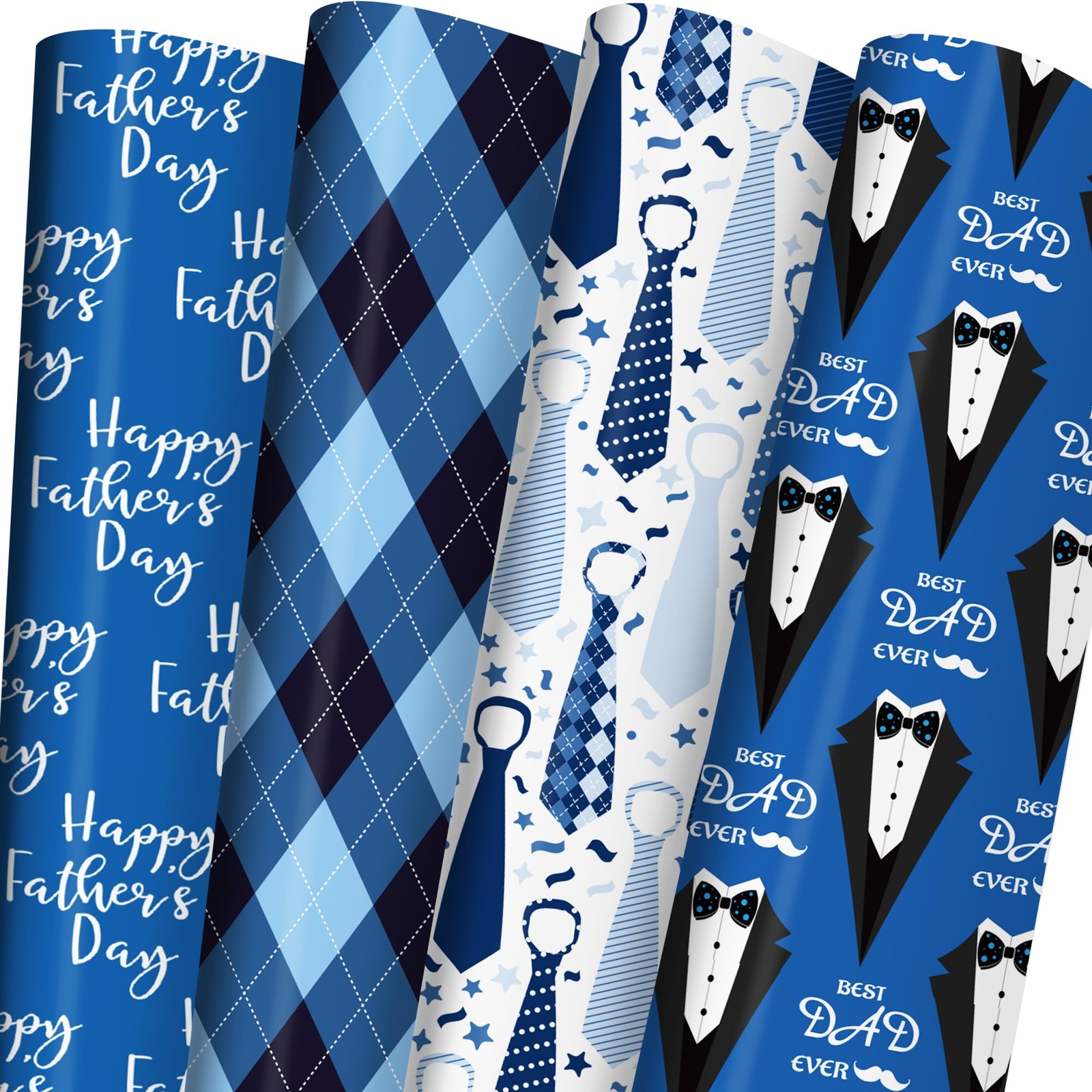 - Blue Gift Wrap For Men With Happy Father's Days...