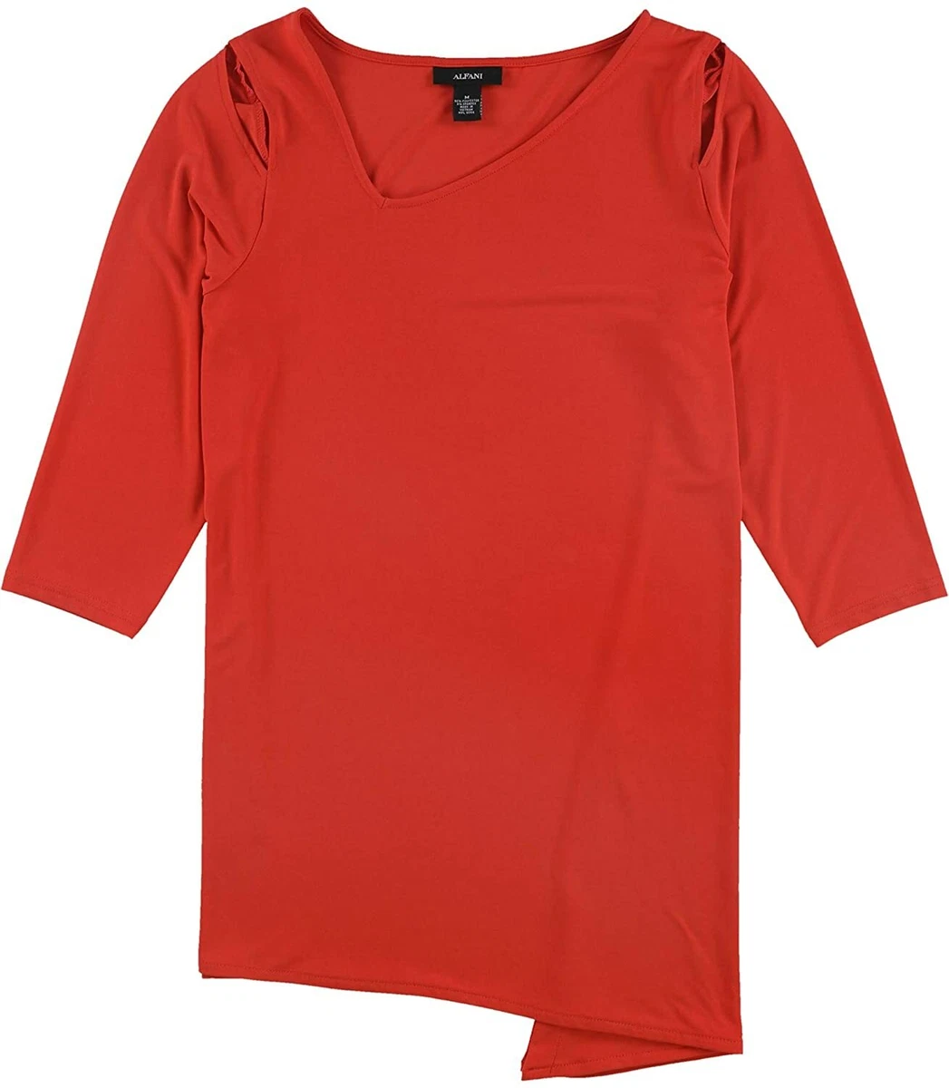 Alfani cold sales shoulder asymmetrical top
