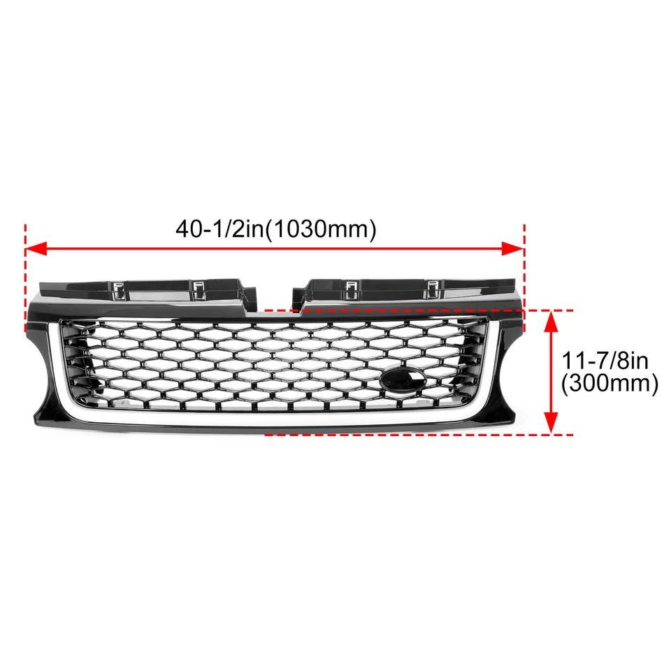 For Land Rover Range Rover Sport L320 10-13 Front Upper Bumper Grille w/Silver - Image 4 of 4