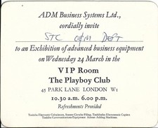 Exhibition of advanced business equipment at the VIP Room London Invitation Card