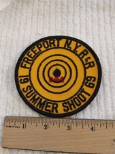 1969  FREEPORT NY NEW YORK R & R SUMMER SHOOT TARGET PRACTICE  SEW ON  4"  PATCH