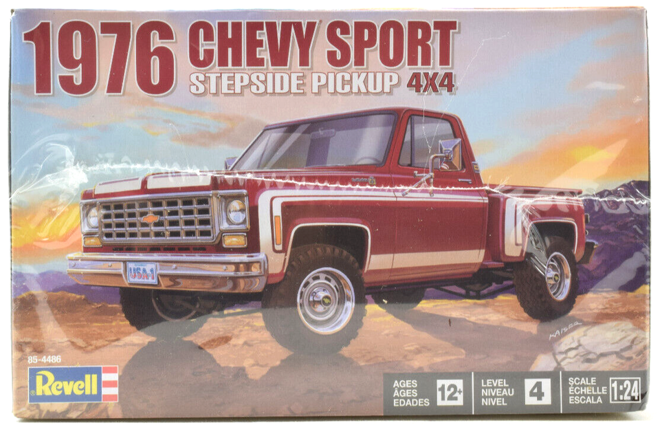 Revell-1976 Chevy Sport Stepside Pickup 4X4 Monogram Modelo Kit de