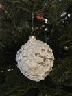 Pottery Barn Deer In The Trees — Snowy, Gold Pinecone Glass Christmas Ornament — photo 4