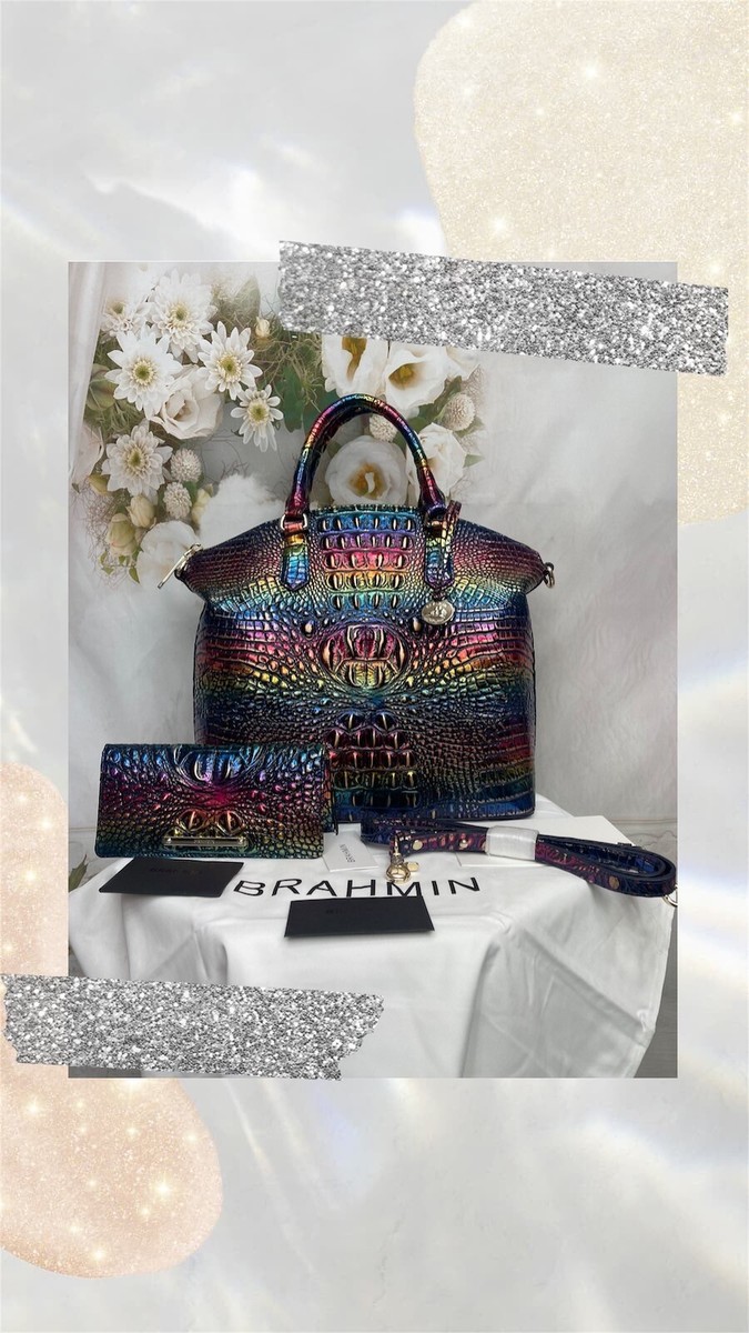 BRAHMIN LG DUXBURY TECHNICOLOR BAG W/Ady Wallet LIMITED EDITION