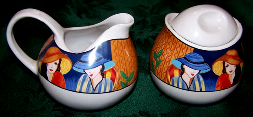 Vintage Sango Cafe Paris Creamer & Sugar w/Lid