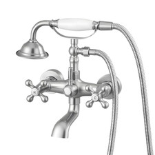 Clawfoot Tub Faucet Wall Mount Brushed Nickel w/Handheld Shower Vintage