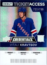 2021-22 Upper Deck Credentials #129 Vitali Kravtsov Debut Ticket Access /799 RC