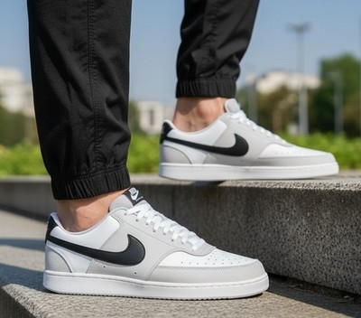 New NIKE Classic Athletic Sneakers leather shoes Mens white gray all sizes