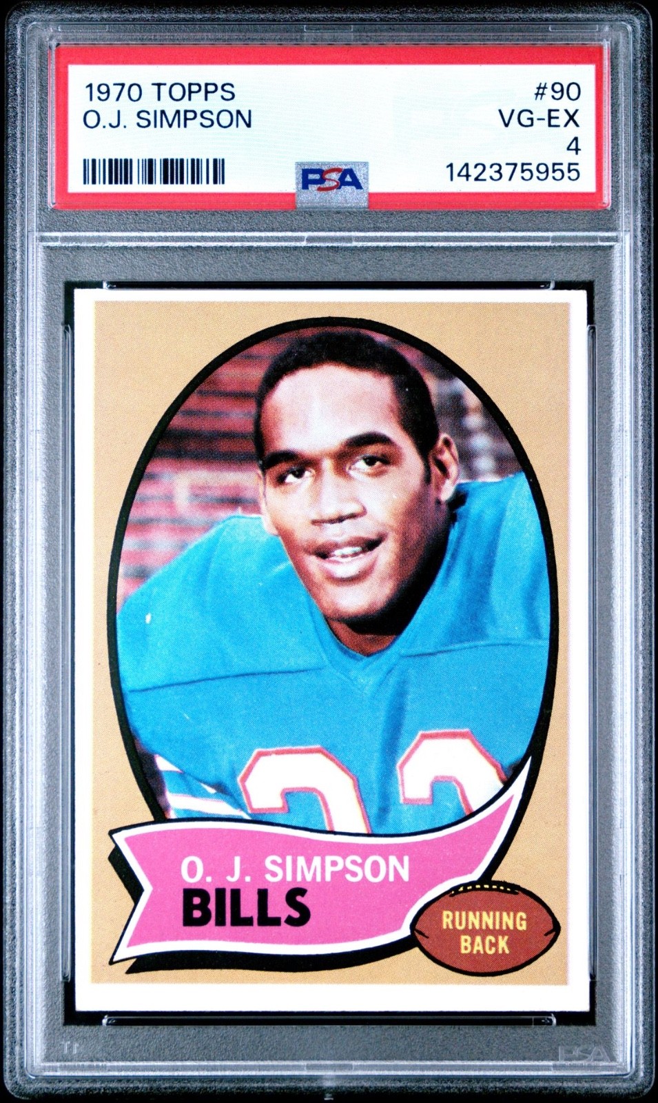 1970 Topps OJ Simpson Rookie RC #90 PSA 4 VG-EX