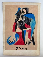 Pablo Picasso COA Art Painting Original Drawing Vintage Paper Signed