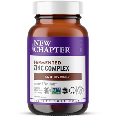 Zinc Supplement Fermented Complex Immune Support 30 Count New Chapter Daily Skin