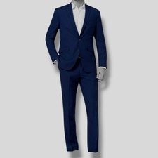 Kenneth Cole Reaction Men Blue Slim-Fit 2-PC Jacket Pants Suit Size 42S 34W 32L