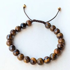 Natural Stone Beaded Bracelet Crystal Gemstone Stretch Bracelet Tiger Eye Stone